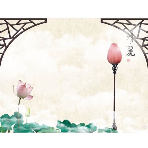 网红3d立体背景布中国风水墨荷花简约背景古筝养生直播间室内背景