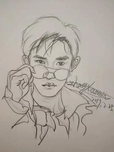 线条画易烊千玺简笔画合集饭随爱豆的优秀简笔画作品