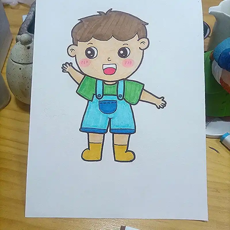 儿童简笔画人物练习:打招呼 人物练习打卡day1