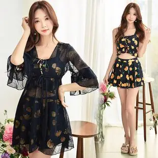 比基尼性感三点式暴露露胸火辣泳衣女三件套仙女范学生艳爆骚温泉