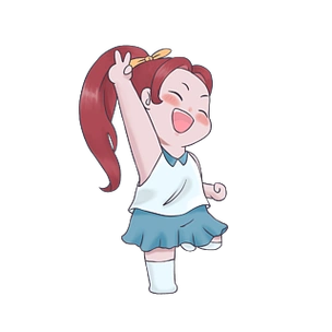 卡通可爱马尾女孩比耶庆祝卡通手绘比耶手势清新唯美粉色头发时尚女孩