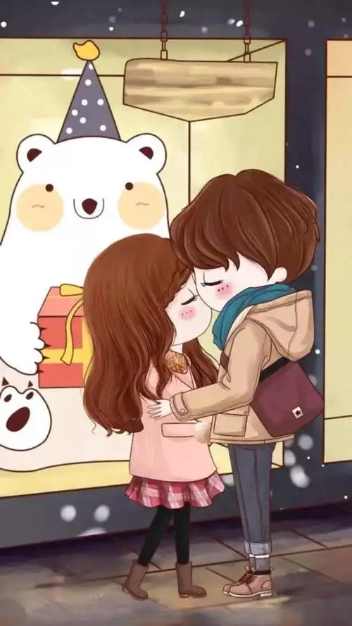 一左一右可爱情侣插画,高清图片,手机锁屏桌面-壁纸族