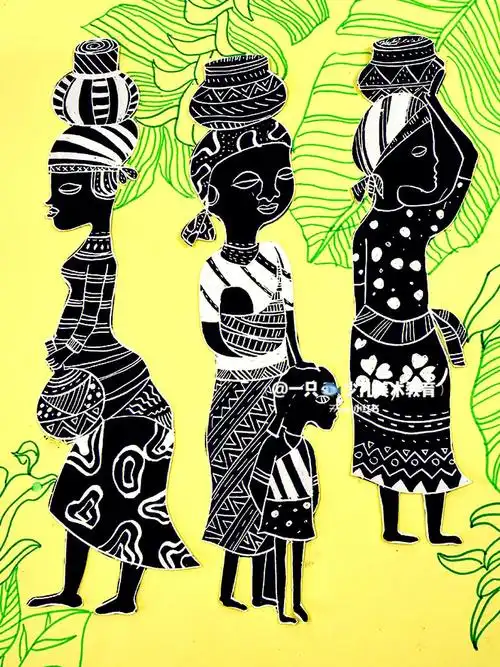 3100挑战制作100节儿童画课件非洲妇女