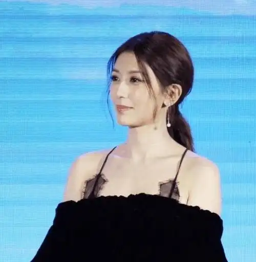 贾静雯一席黑色吊带裙亮相活动现场中年妇女依旧美丽