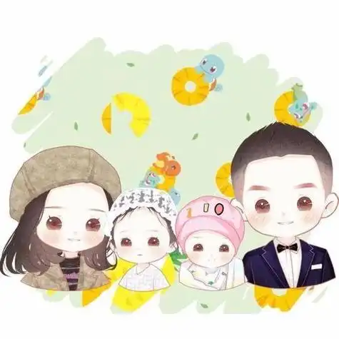 一家四口两个双胞胎女儿图片头像