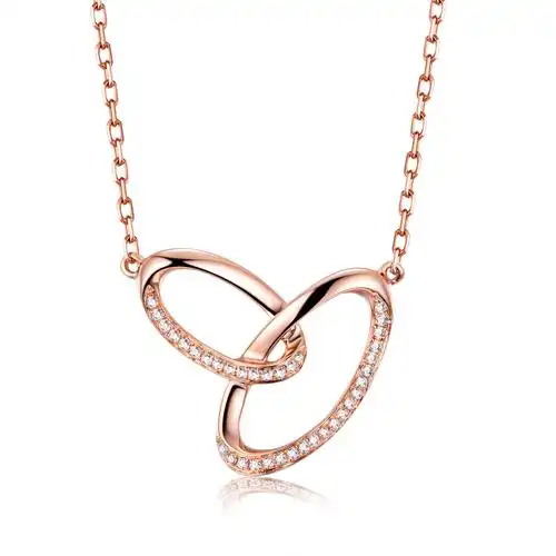 【环扣悦己】18k金玫瑰金钻石吊坠锁骨项链价格_款式_图片(颜色:h