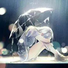 二次元女头 雨中少女 伤感系