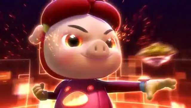 猪猪侠:烈焰飞鹫终于忍不下去了变身了小猪猪也追出去了