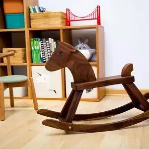 儿童木马实木自制成长摇摇马宝宝玩具生日周岁礼物两用椅纯实木