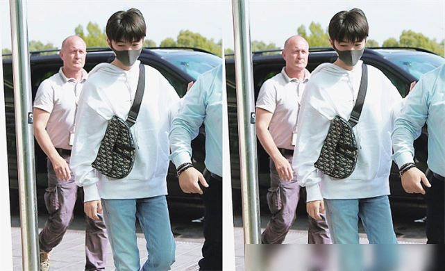 男明星的机场包王俊凯背女包很帅气肖战这打算去逃荒