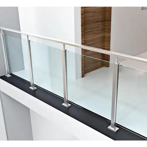 阳台玻璃栏杆50x50方管铝合金立柱扶手栏杆出口 别墅走廊玻璃护栏