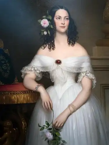 19世纪的法国美人:鬓边牡丹,明眸善睐,贵族少女的优雅魅力!