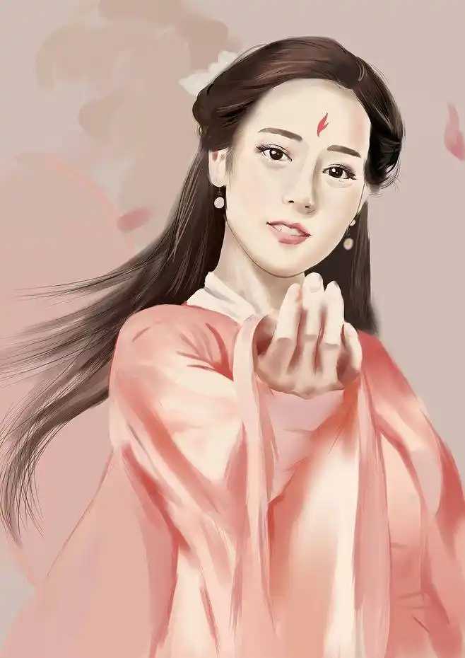 迪丽热巴手绘图5张,看完你会越来越喜欢迪丽热巴,太美了!