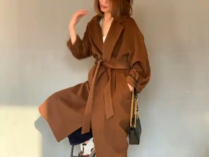 栗色咖色羊绒大衣