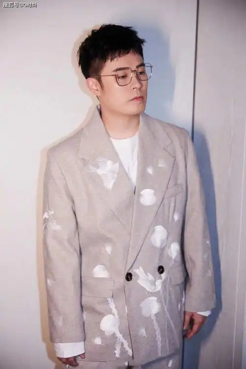 陈赫身穿印花西装的造型型蛮帅的呀