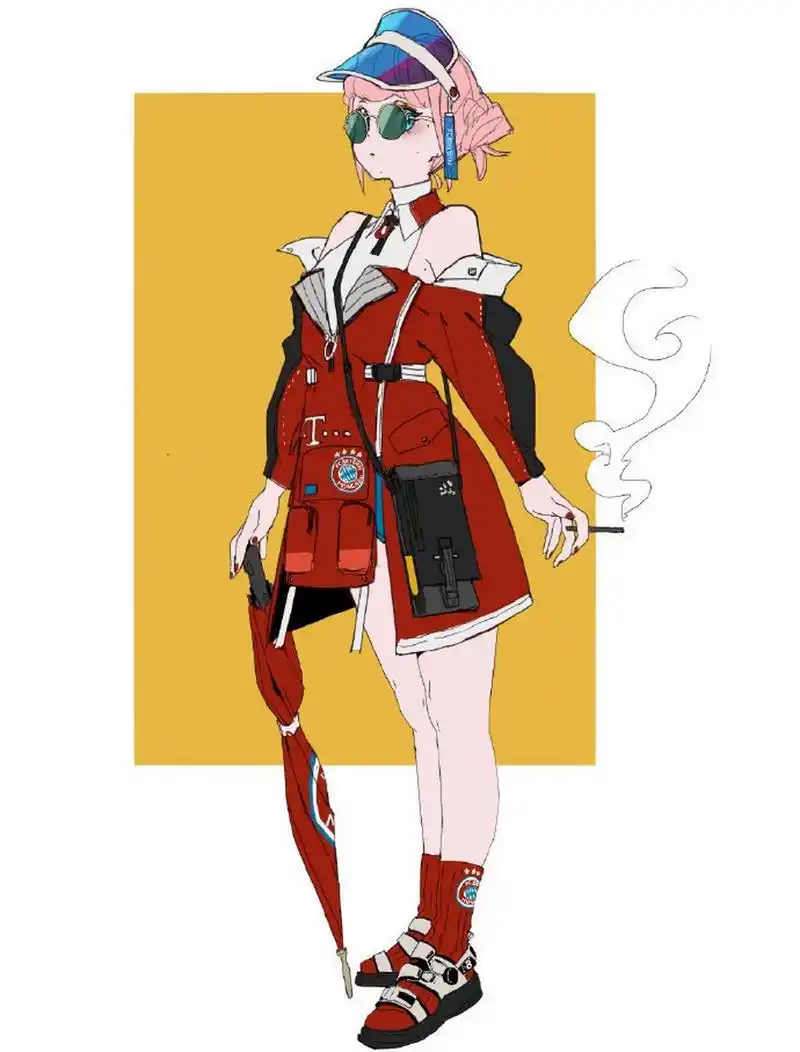 画师makai动漫人物设计欣赏,描绘了服饰时尚,动态感十足的角色,画面