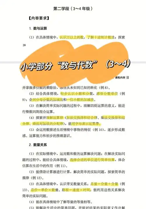 小学数学课程标准266数与代数34年级