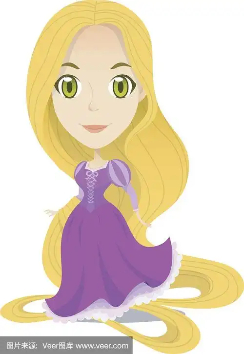 可爱的长发公主卡通