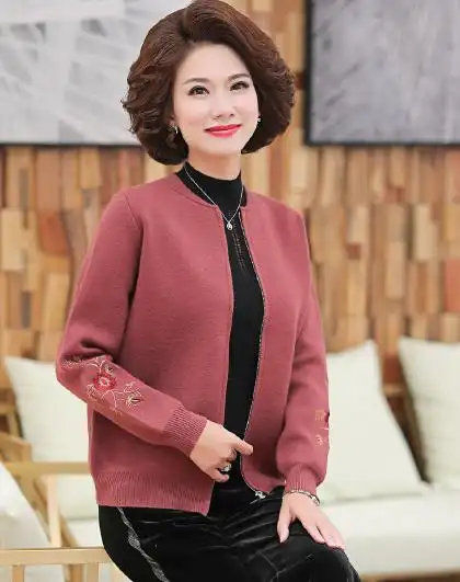 2019新款妈妈春装针织衫中老年春秋装开衫中年女装洋气外套