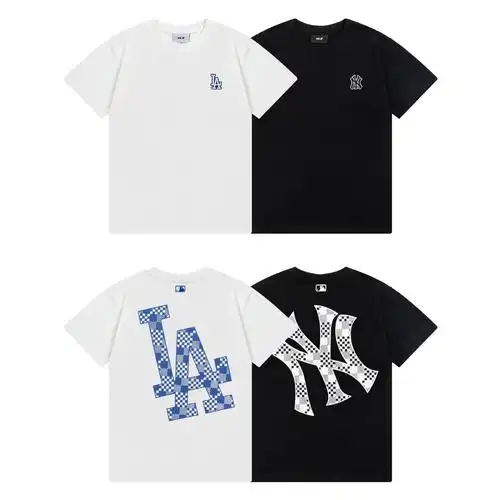 24年韩国mlb春夏新款短袖ny大logo刺绣印花开叉纯绵情侣短袖-阿里巴巴