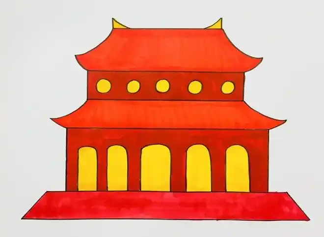 故宫简笔画步骤 建筑