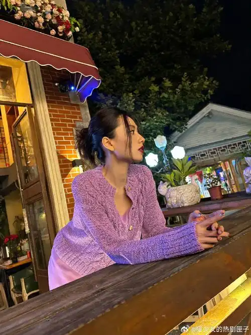 刘惜君盘发紫裙