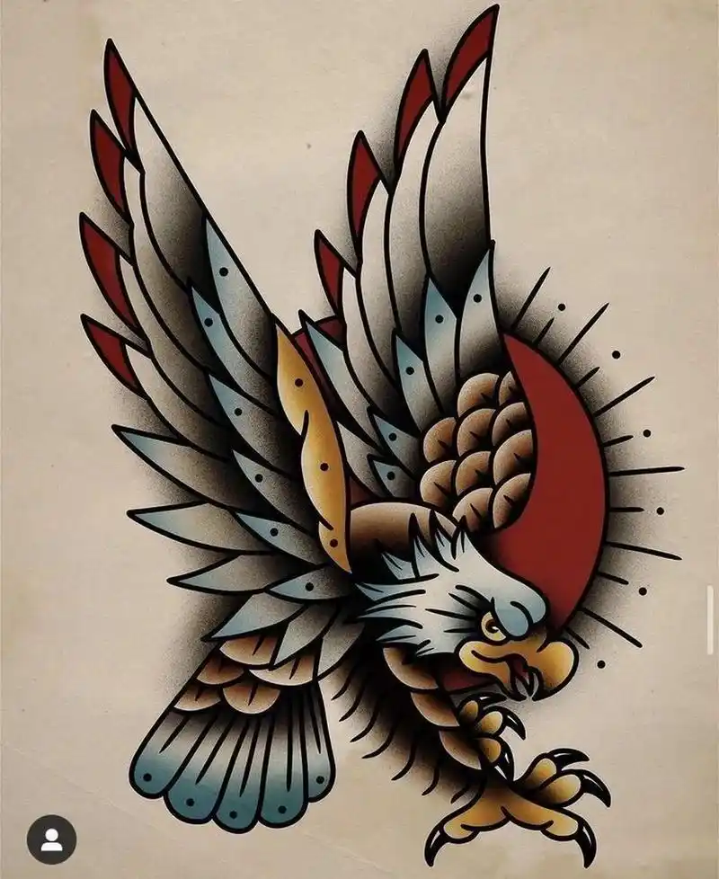 纹身手稿分享|old school老鹰 老鹰的寓意,向往自由,喜欢自由.