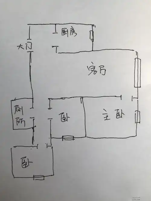 女朋友画的草稿户型图,其实我也画了一个,但是实在太丑就不发了