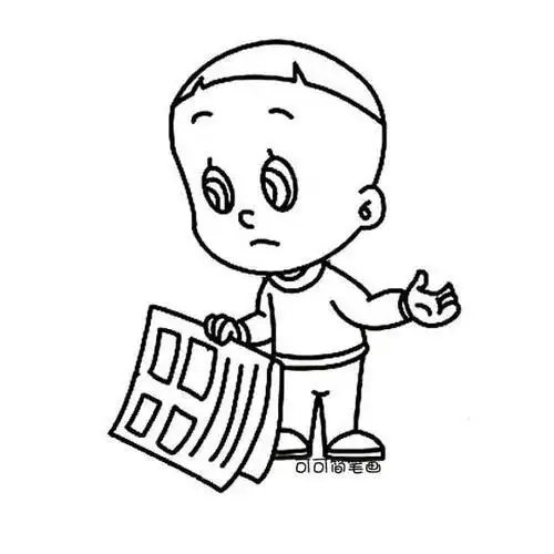 大头儿子吃饭的简笔画