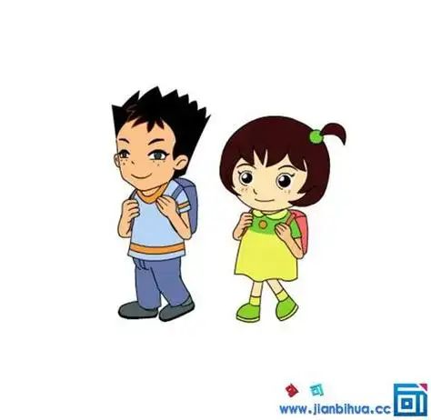 宝贝放学简笔画