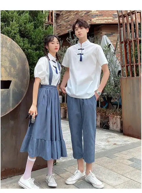 表兮校服套装高中生班服初中生中学生中国风情侣装复古文艺改良连衣裙