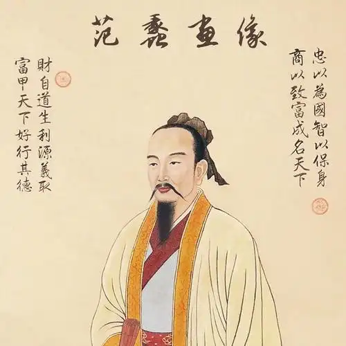 陶朱广进中堂财神文财神范蠡招财公商挂画生意经国画