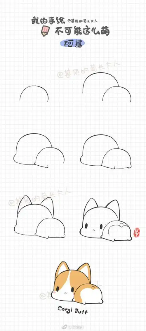 超可爱的简笔画手帐素材每一款萌物都不容错过彩色哆啦a梦简笔画画法