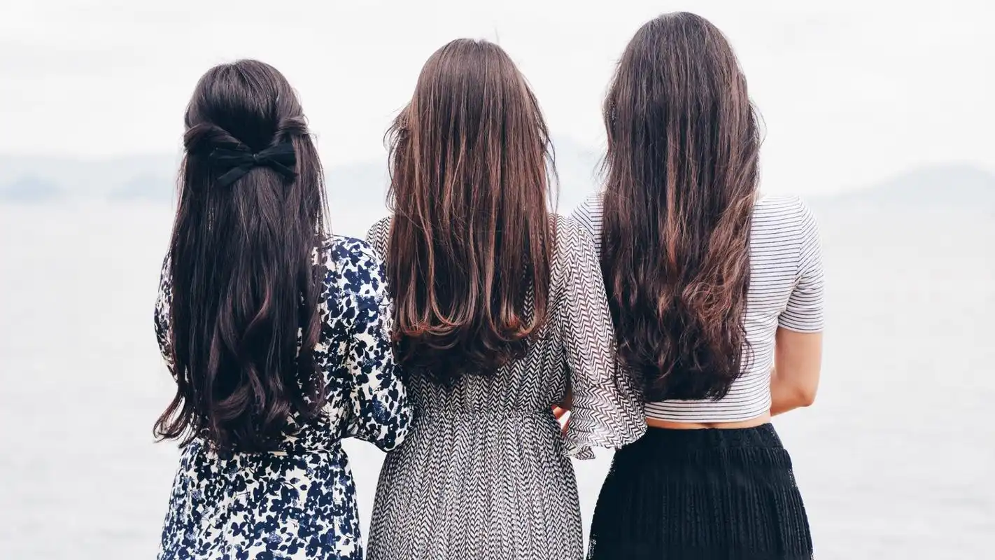 美女,闺蜜,长发,背影,闺蜜背影壁纸