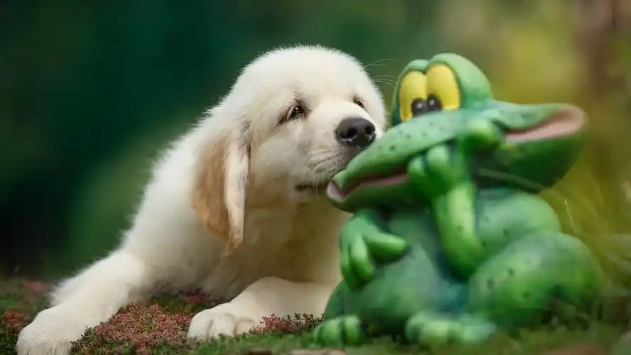 小狗猎犬和青蛙可爱桌面壁纸高清大图预览1920x1080_动物壁纸下载_美