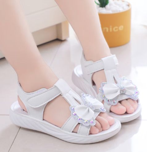 壹号凤女孩凉鞋914岁小学生凉鞋女中大童小女生穿的1112蝴蝶结甜美