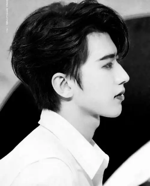 蔡徐坤晒黑白侧颜照