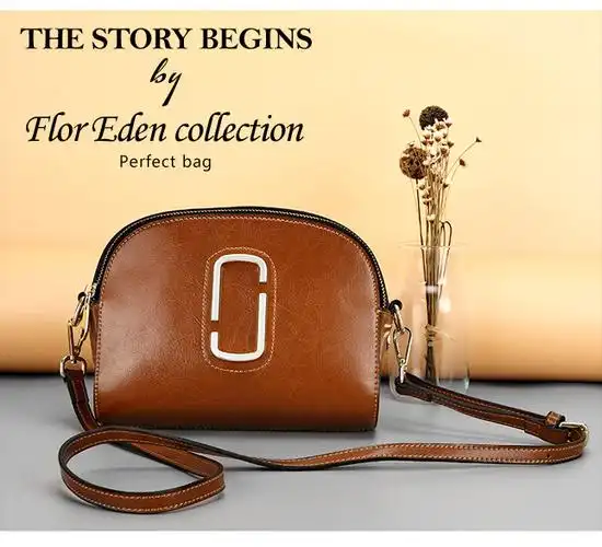 df flor eden - 巴黎油亮光泽感立体牛皮侧背包-共2色