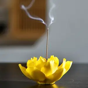 茶室香道佛香托荷花瓣香薰香炉莲花香插陶瓷香炉线香底座香道摆件