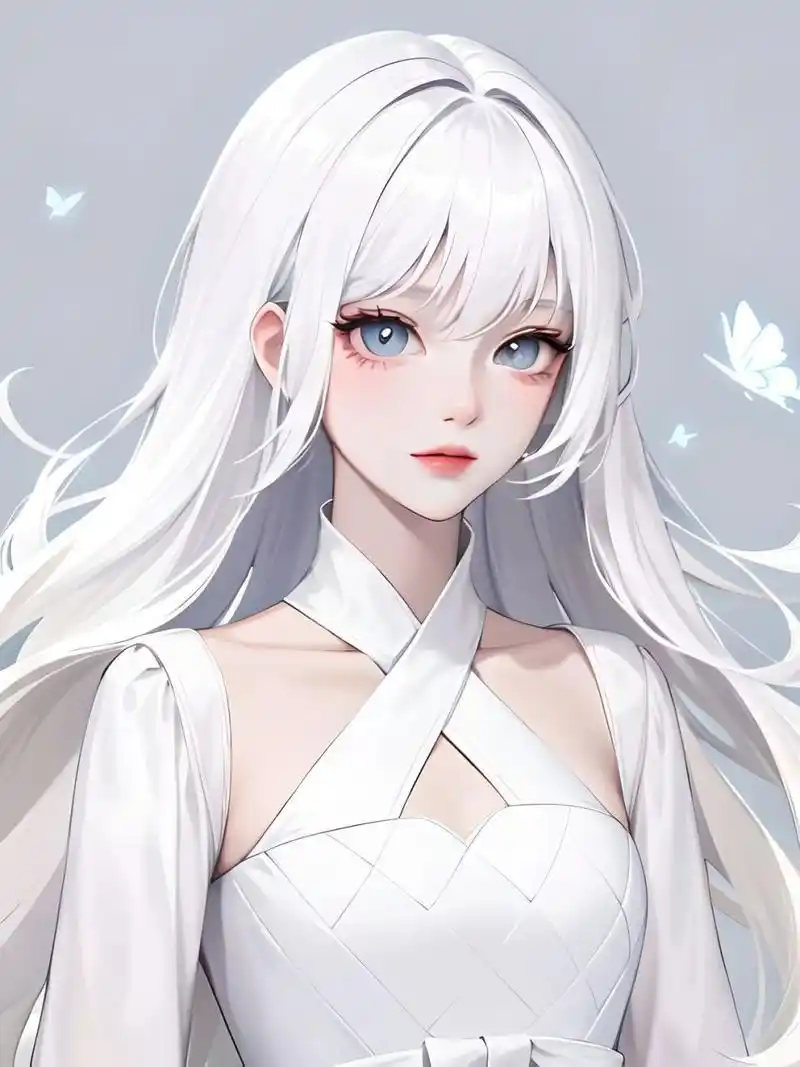 白色系|空灵感少女与蓝色萤光蝴蝶03 白色和荧光蓝搭配真的很有一种