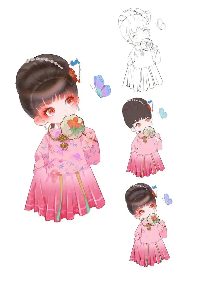 宝钗扑蝶步骤图 #金陵十二钗 #古风 #q版古风 #宝钗扑蝶 - 抖音