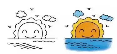 卡通日出简笔画步骤大全