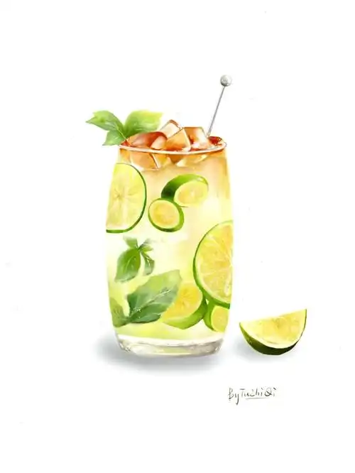 ipad原创插画|饮品93薄荷青柠mojito
