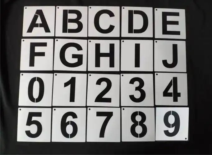 跨境专供36件套英文字母数字喷绘模板62件字母镂空墙绘绘画装饰模