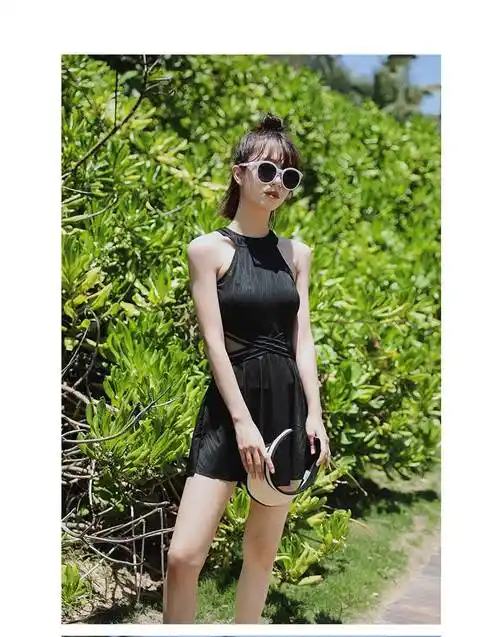 白色泳衣女夏季高级感2022保守连体衣裙式游泳衣显瘦遮肚 酒红色 聚拢