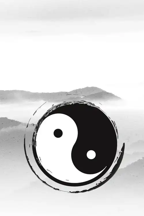 矢量中国风水墨太极八卦图背景