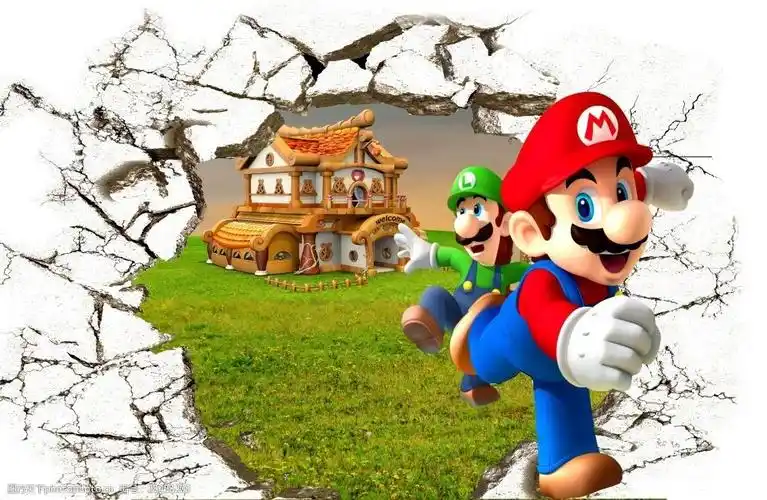 3d超级玛丽马里奥动漫背景墙墙画壁画