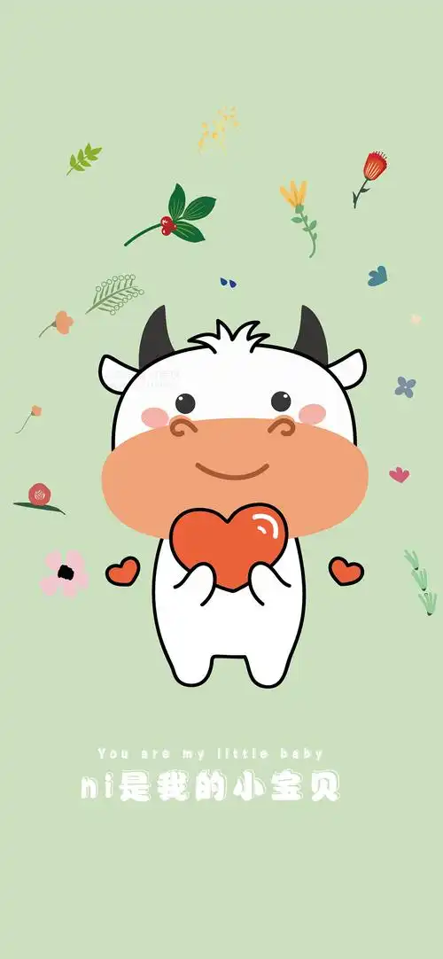 牛壁纸手机壳可爱卡通牛插画|插画|商业插画|生肖乐园虎萌萌_原创作品
