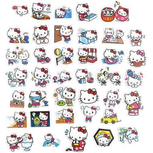 hellokitty手账贴纸可爱卡通哈喽凯蒂猫kt猫手帐本装饰小图案贴画