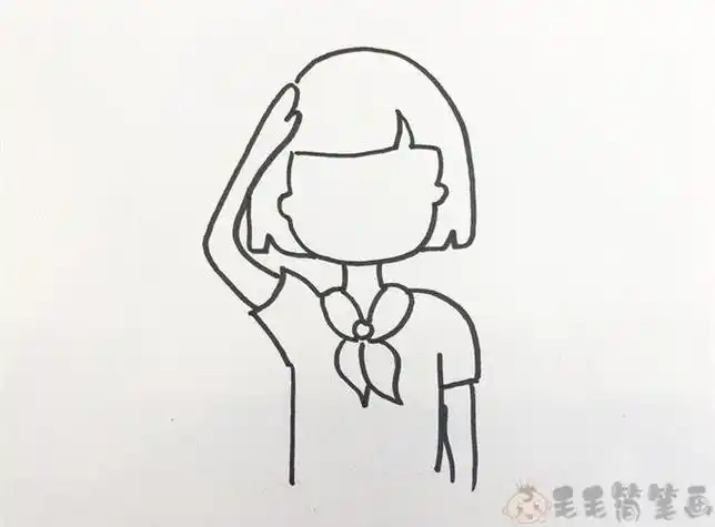 小女孩敬礼的简笔画背影
